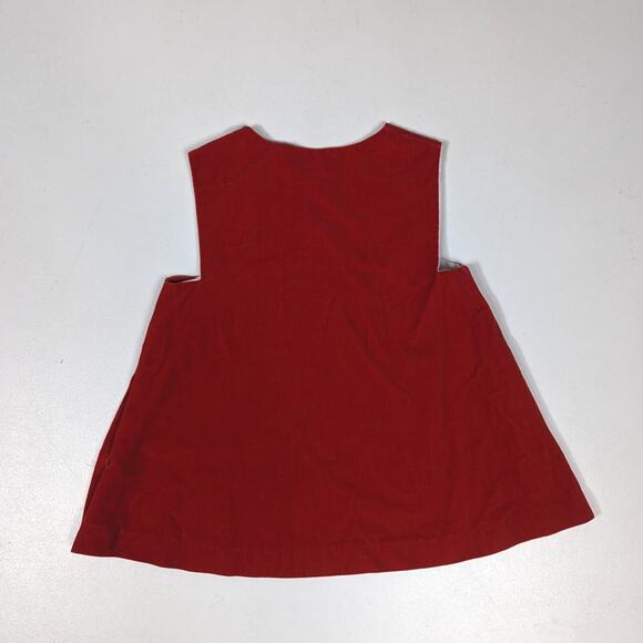 Vtg Dress Pinafore Girls Sz 24m Red Christmas Holiday School Simple Classic - Picture 3 of 6